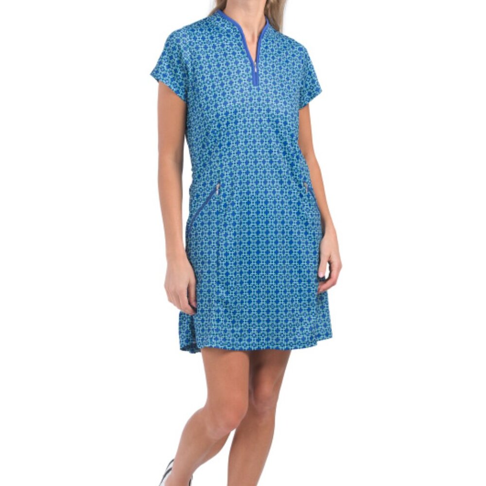 NWT upf 50 Bermuda Sands Ladies Keelie Print Golf Dress -includes undershort